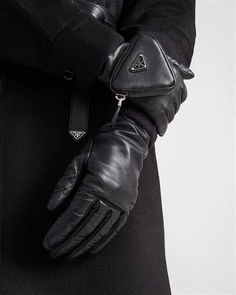 Prada Nappa Leather Gloves With Pouch 